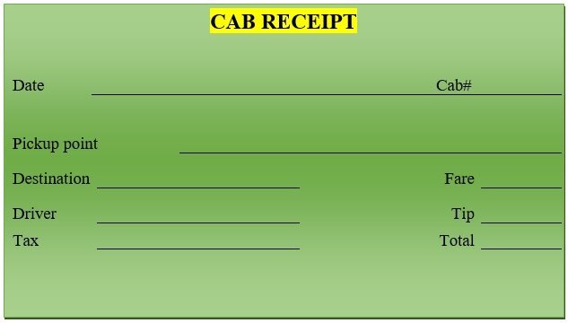 cab receipt template