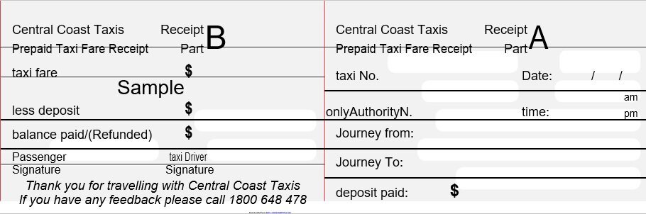 free taxi receipt template 1