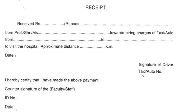 taxi auto rickshaw receipt form