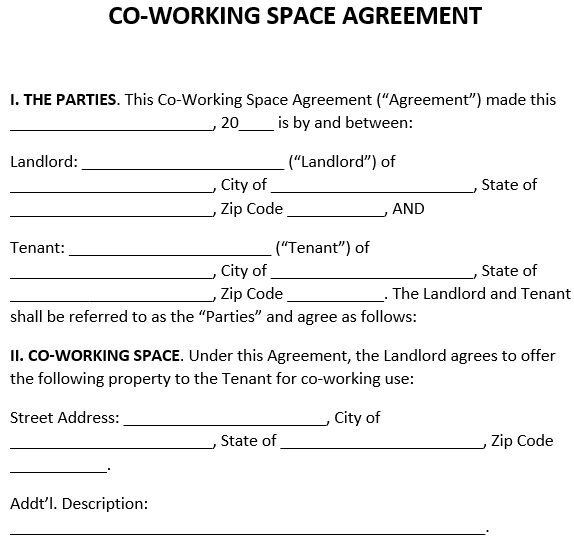 coworking space lease agreement