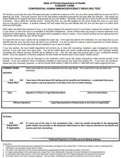 confidential human immunodeficiency virus hiv test form