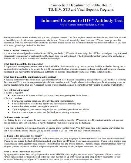 informed consent for hiv testing form