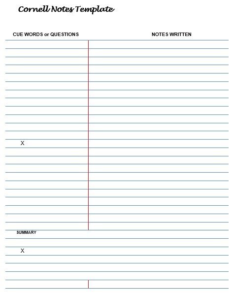 cornell notes template for questions