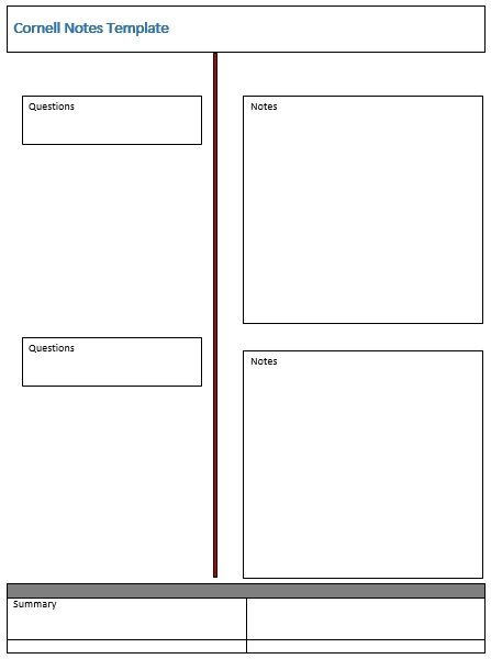 cornell notes template word