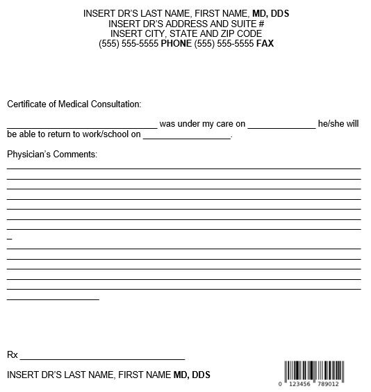 free fill in the blank doctors note for work