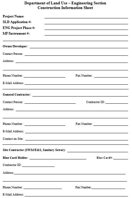 construction company client information sheet