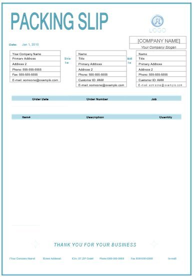 customizable packing slip template