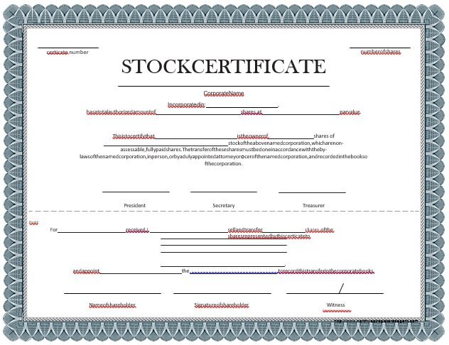 free stock certificate template