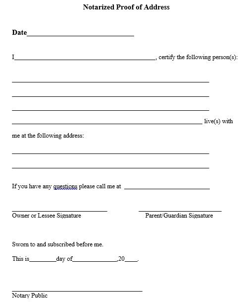 notarized letter of residency