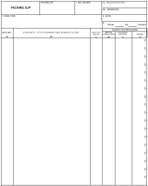packing note template