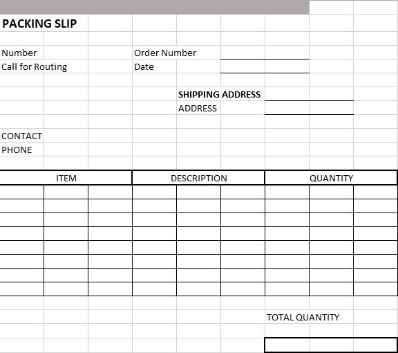 packing slip excel