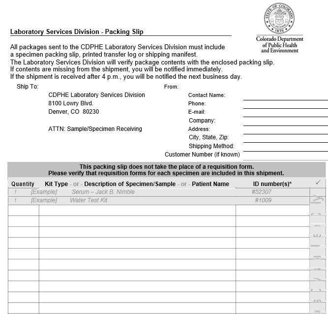 packing slip template for laboratory