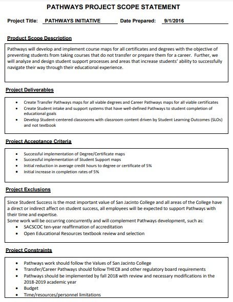 pathway project scope statement template