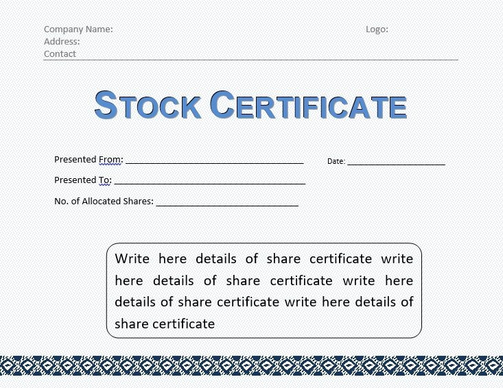 printable stock certificate