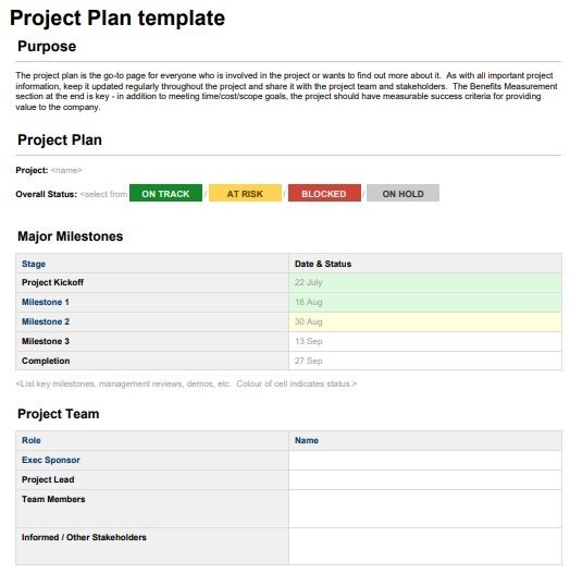 project plan template