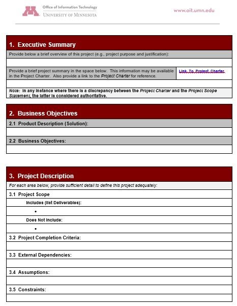 project scope statement example