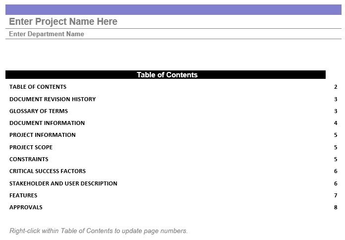 project scope statement sample