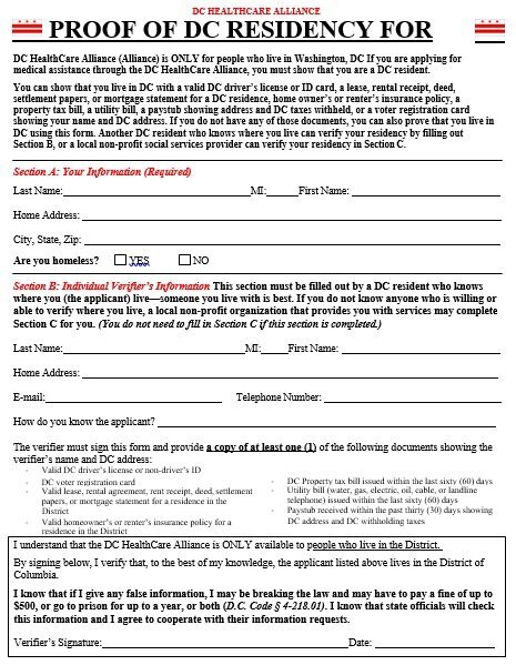 proof of residency letter for healthcare