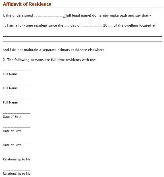 proof of residential address letter