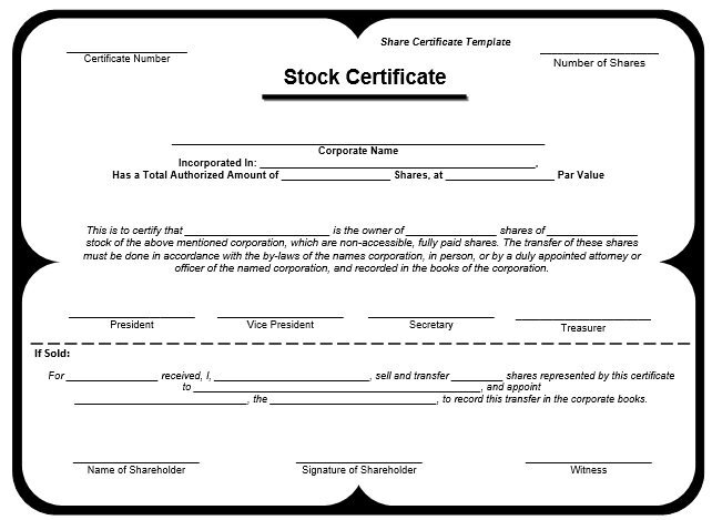 share certificate format in word