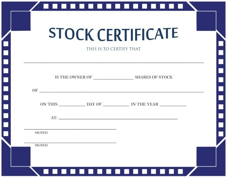 stock certificate sample