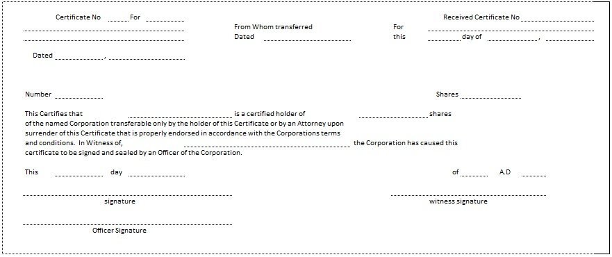 stock certificate spreadsheet template