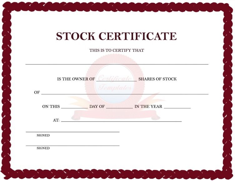stock certificate template 1