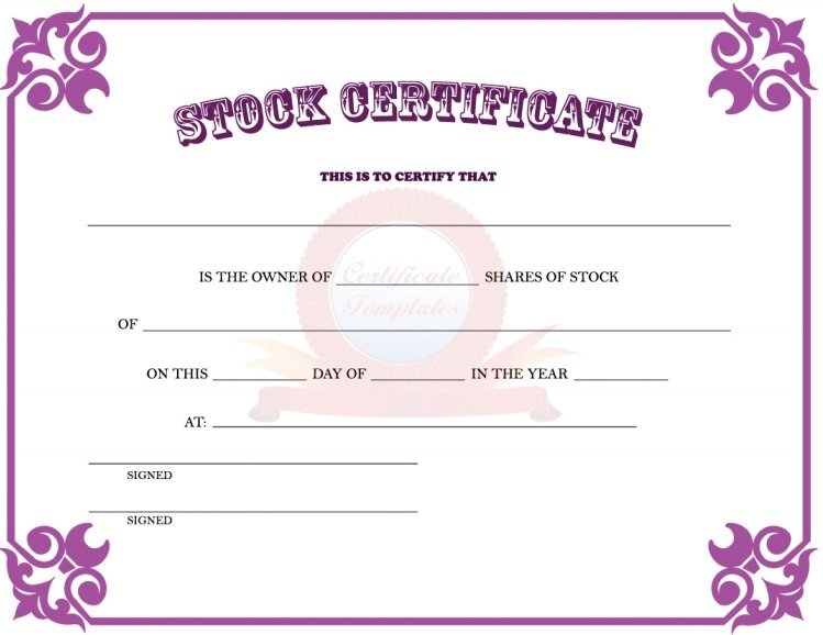 stock certificate template 2