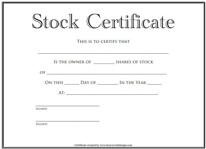 stock certificate template