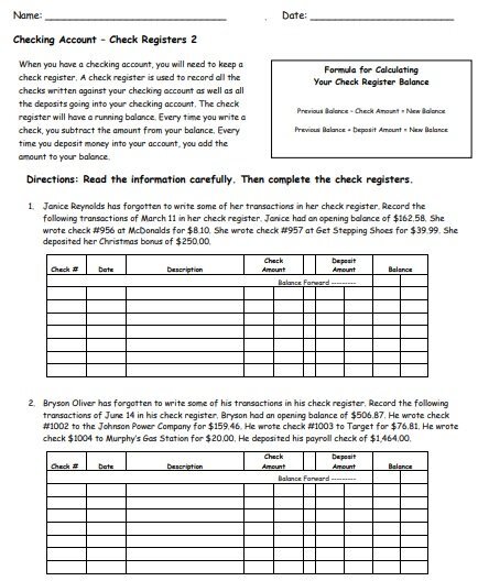 checkbook register printable