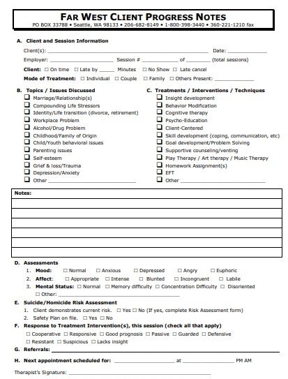 client progress note template