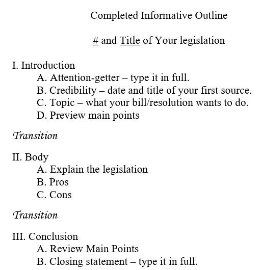 completed informative speech outline