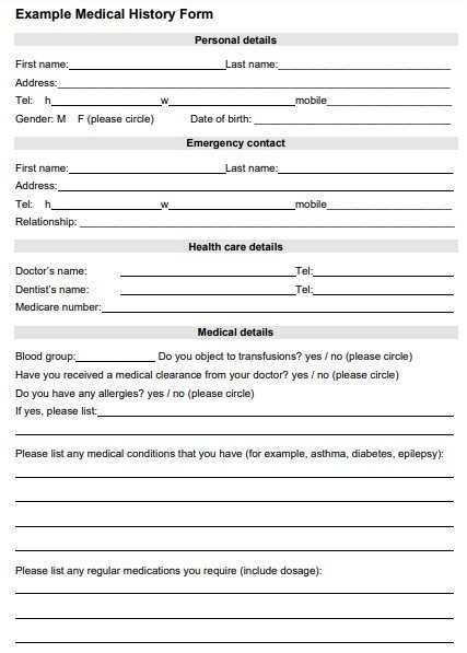dental medical history form