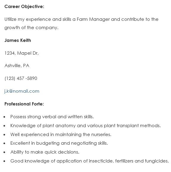 free agriculture resume template 4