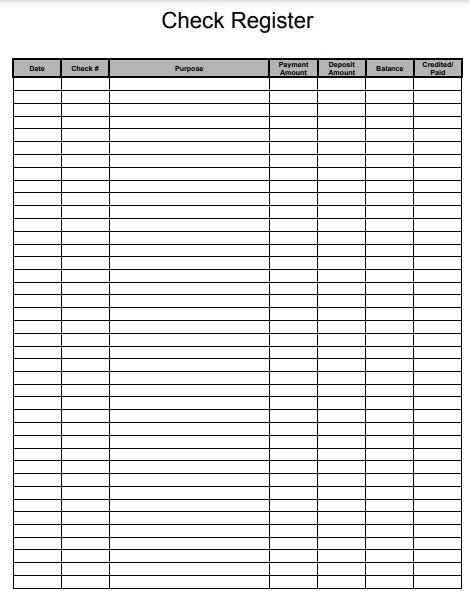 free checkbook register template 1