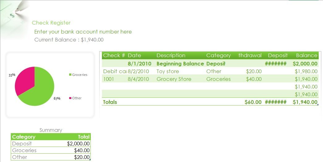 free checkbook register template 3