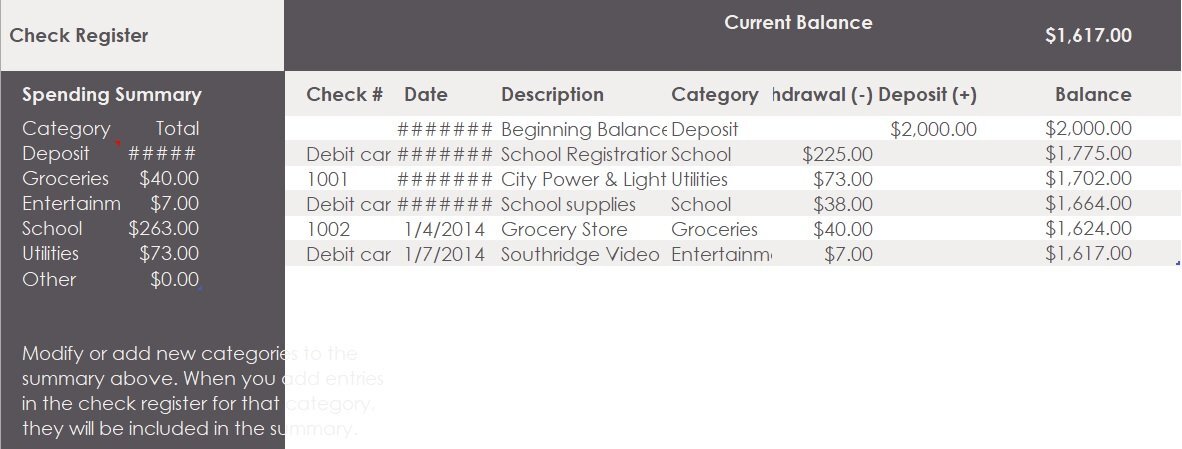 free checkbook register template 8