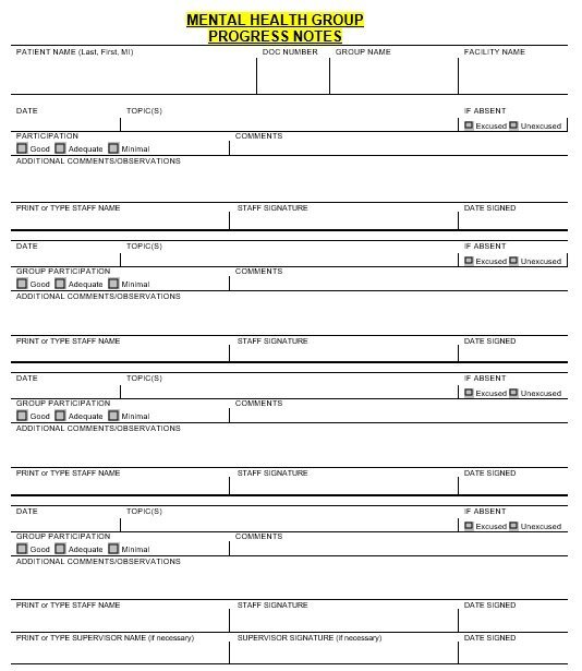 group progress notes template