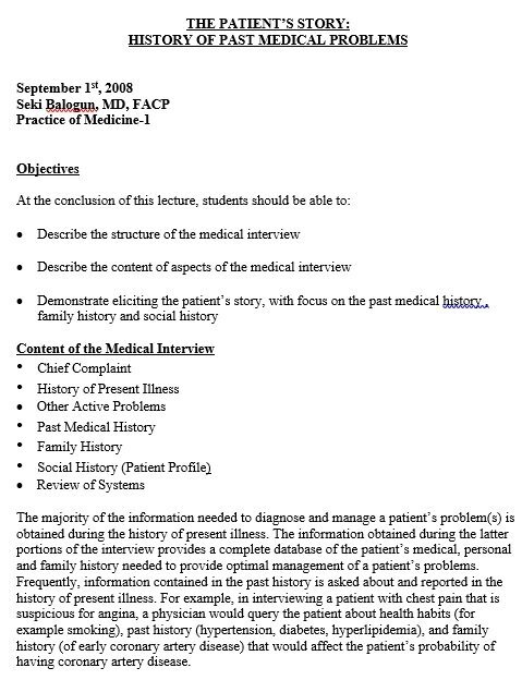 history of past medical problems