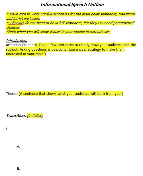 informational speech outline template