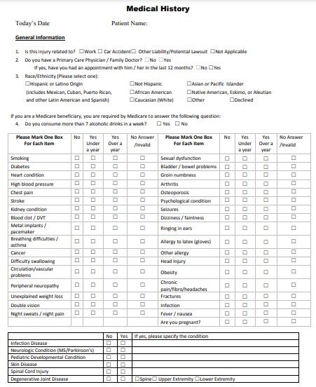 medical history form