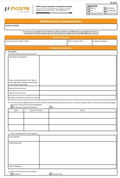 medical history questionnaire template