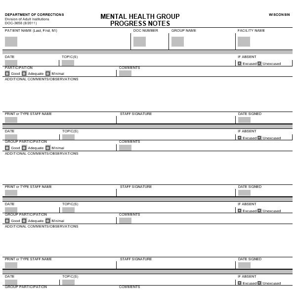 mental health progress note template