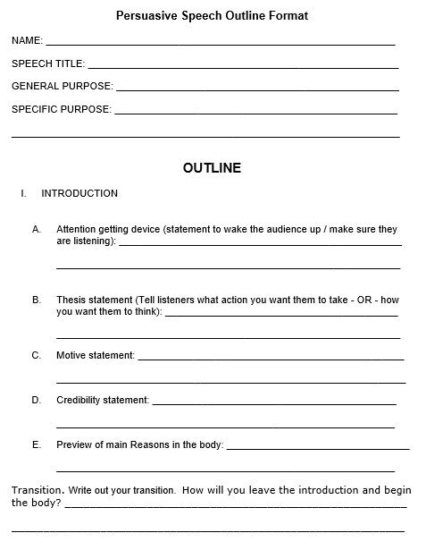 persuasive speech outline format example