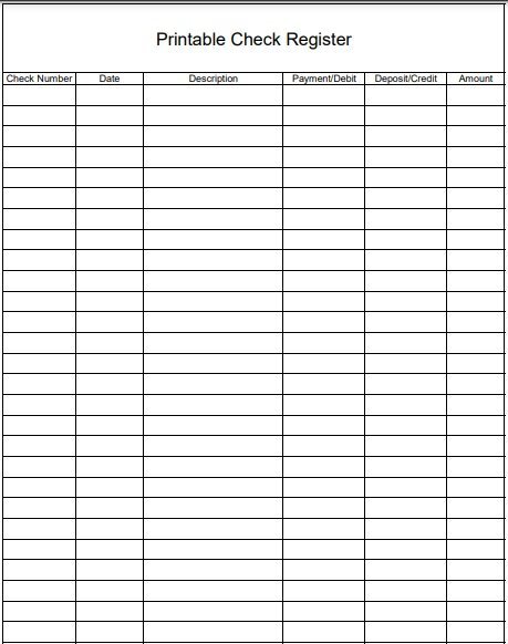 printable checkbook register template