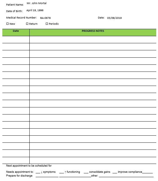 progress notes template word
