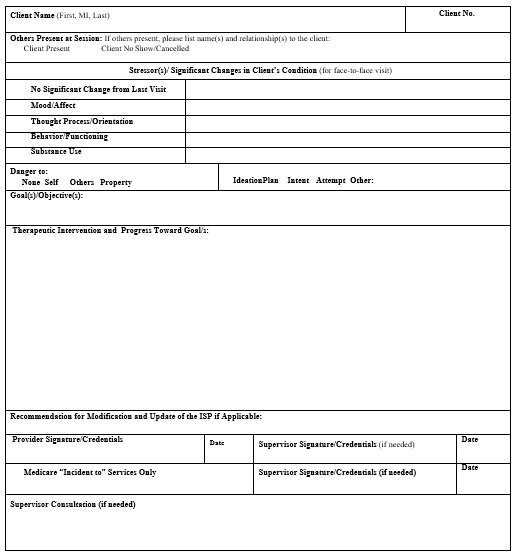 progress notes template