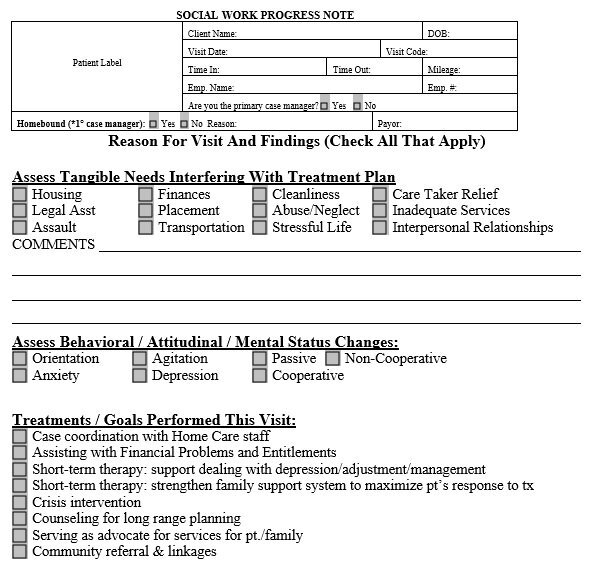 social work progress note template