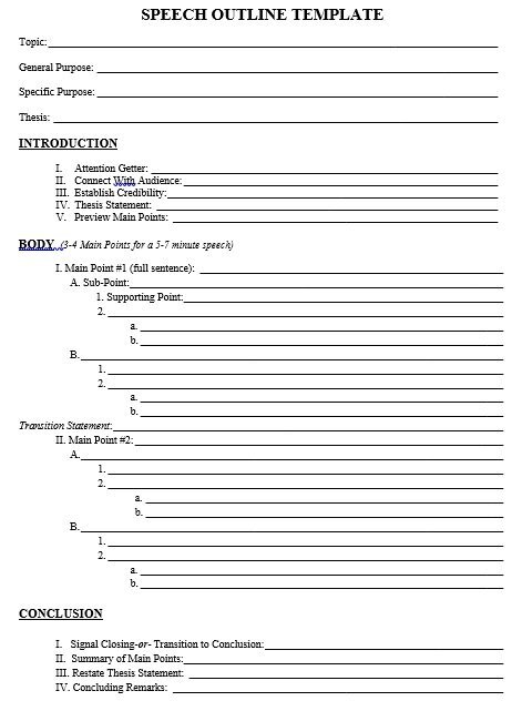 speech outline template