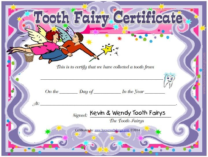 tooth certificate printable